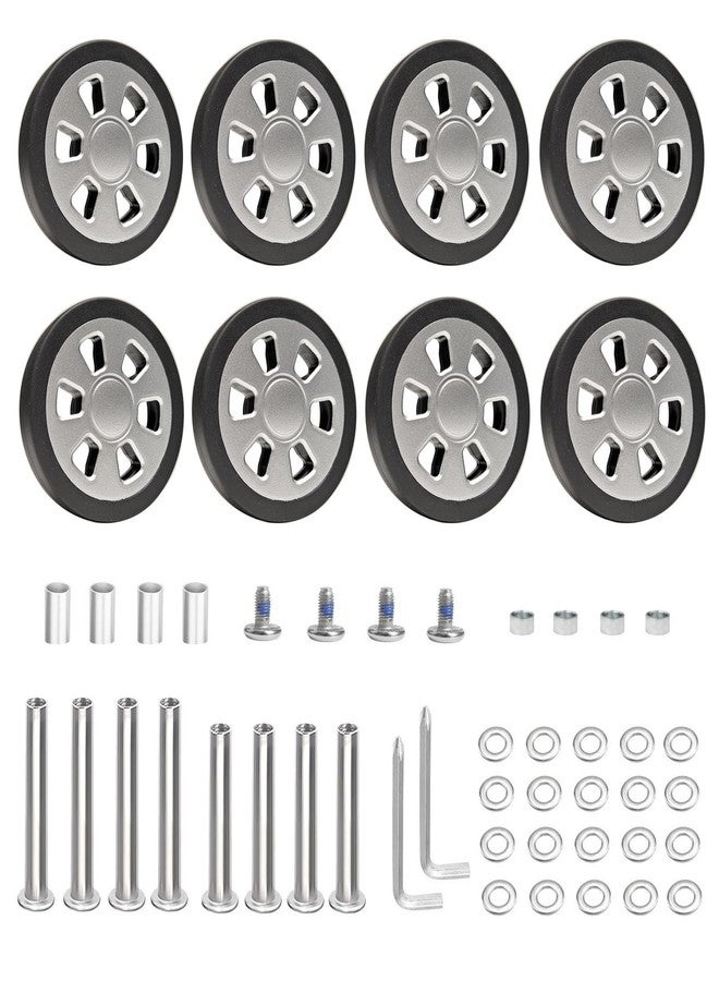 FSATNDE Suitcase Spinner Replacement Set of 8PC 60mm Rubber Wheels & 2Size Axles Mute Flexible Smooth for Damaged Luggage Trolley Caster Repair - Image 1